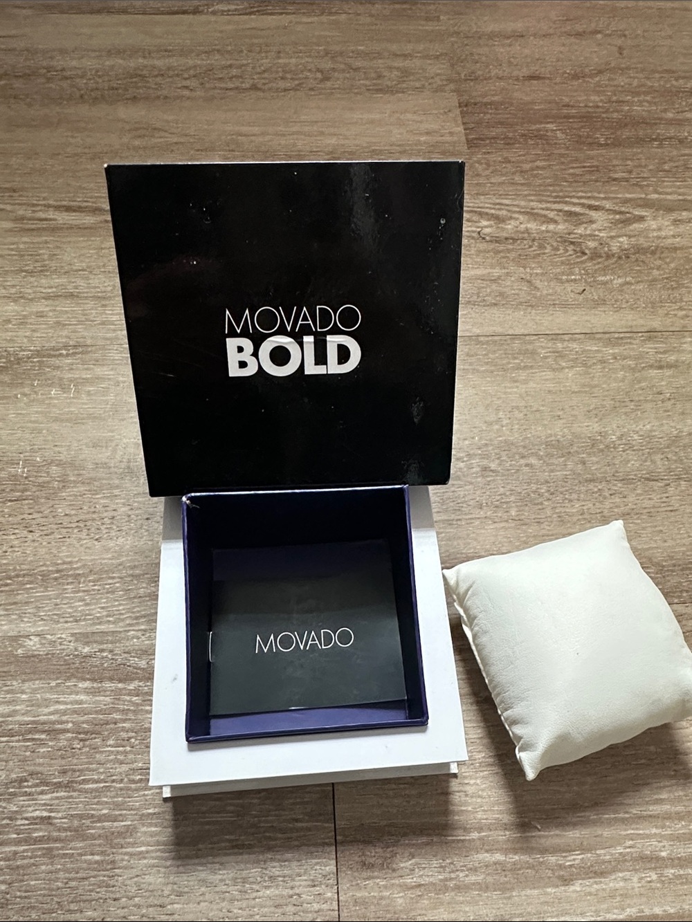 Movado Bold Presentation Box in Black and White with Cream Pillow